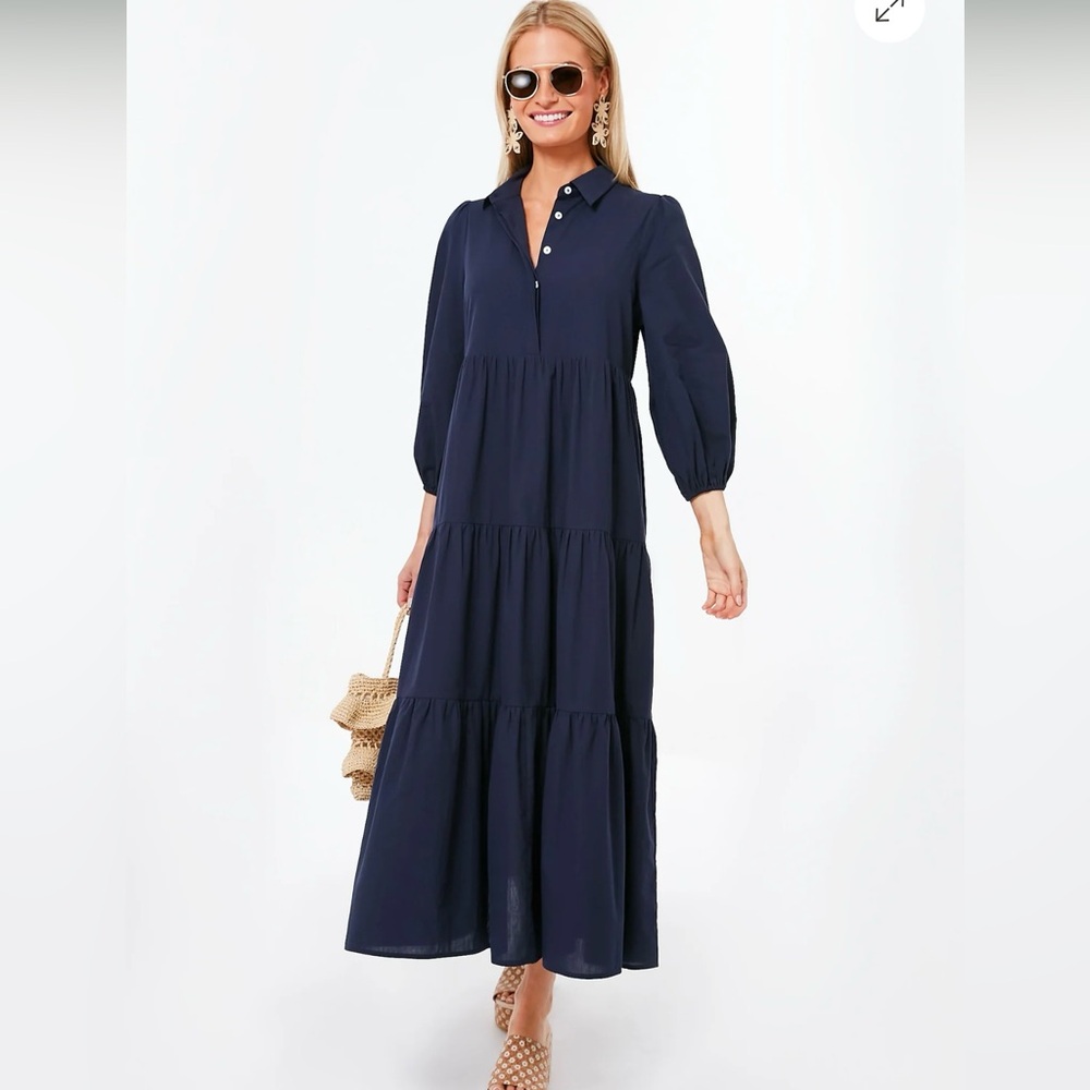 Tuckernuck’s Pomander Place Navy Mabel Maxi Dress Medium